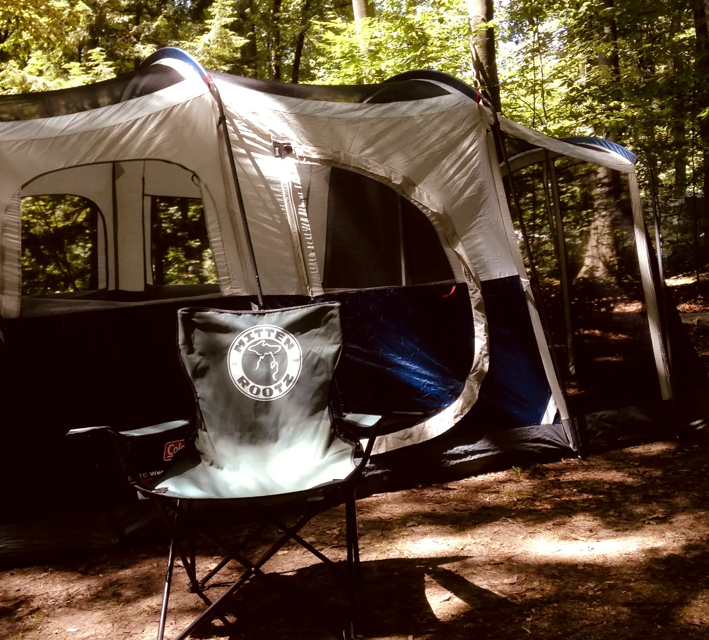 Camp chairs outside the tent